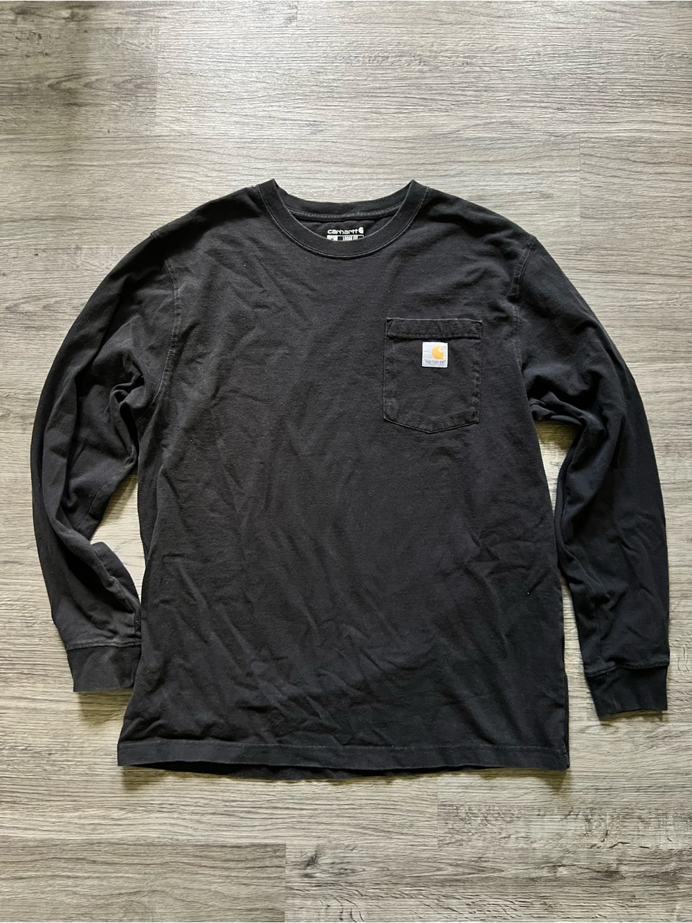 Carhartt Black Long-Sleeve Pocket Tee with Logo Patch